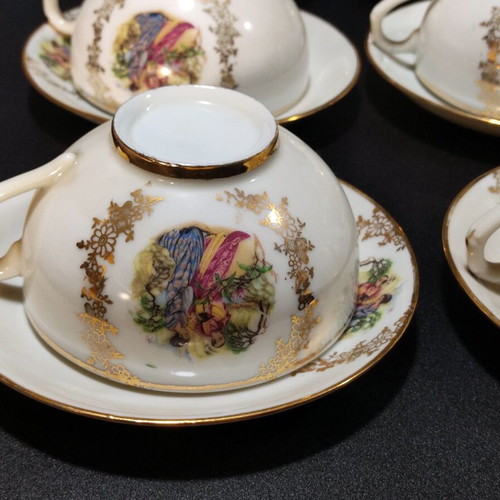 1960s Serving Set Made in Japan like new with 6 Cups and Creamer