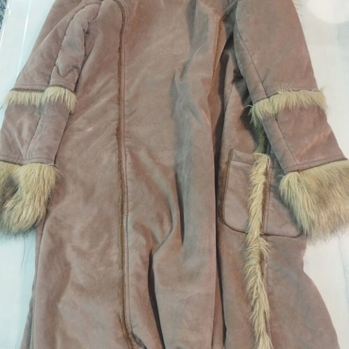 Moda Piu Long Coat like new, warm, with fur trim, brown, XL