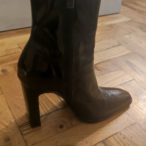 ASOS DESIGN Eloise boots black crinkle patent like new size 37