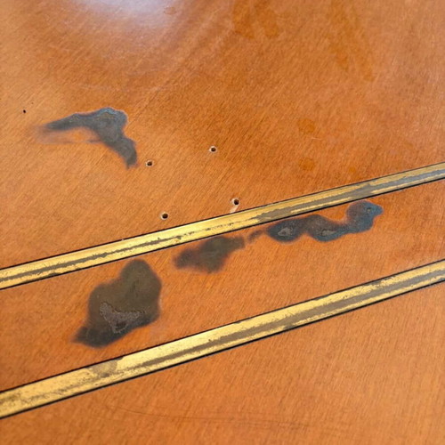 Coffee Table Set used, 3 pieces, solid wood with metal details