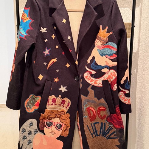 Zetta Otto coat like new with unique prints, one size, multicolor