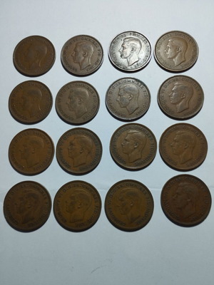 Νομίσματα One Penny Μεγάλη Βρετανία λοτ 16 σαν καινούργια 1937-1948