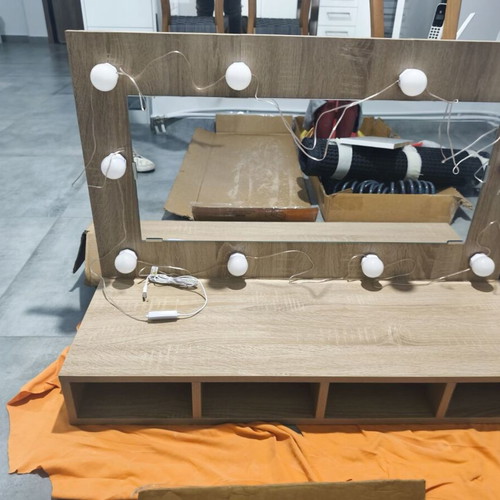Vanity Makeup Mirror with LED Lights Oak New