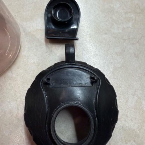 Plastic thermos used, spacious, with broken lid