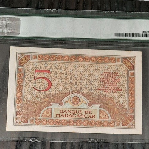 5 Francs 1937 Madagascar like new, PMG 58