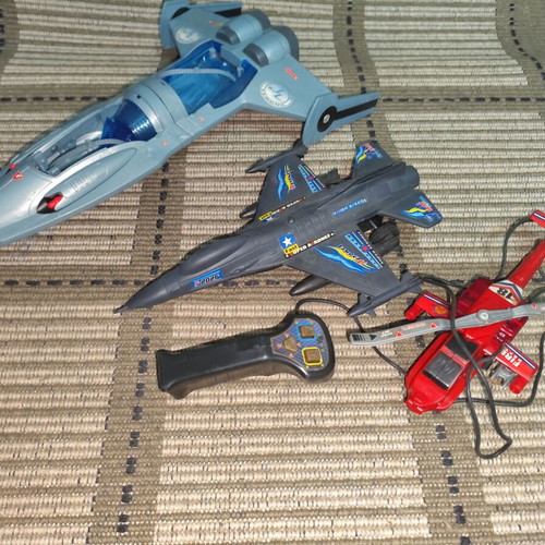 Fighter planes and helicopter toys used