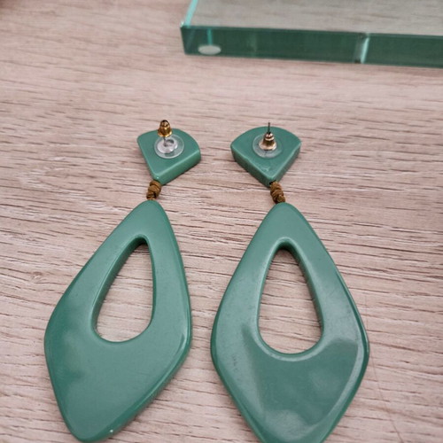 Italian statement resin earrings, green
