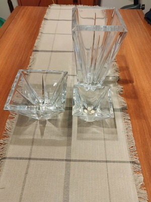Rogaska crystal set unused with vases and fondue dishes