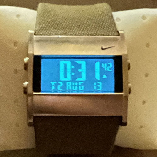 Nike Vintage Digital Watch used, Y2K Gorpcore style khaki olive green
