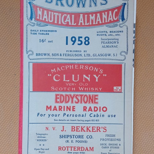 Brown's Nautical Almanac 1958 book used, large heavy