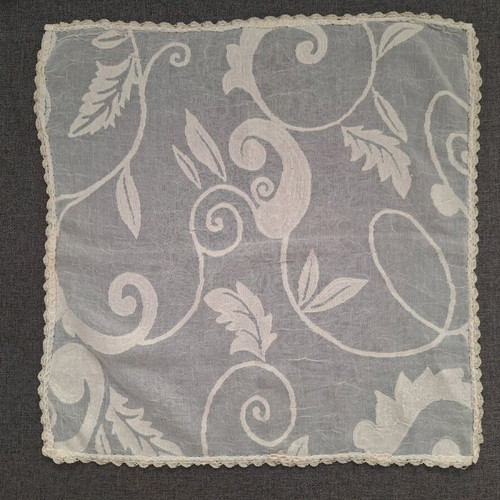 Table linen new with design, square, ecru