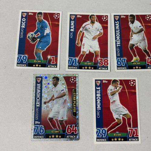 Match Attax 2015/16 Sevilla Set with Ciro Immobile, Sergio Rico & Grzegorz Krychowiak cards like new