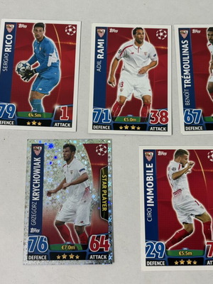 Match Attax 2015/16 Sevilla Set with Ciro Immobile, Sergio Rico & Grzegorz Krychowiak cards like new