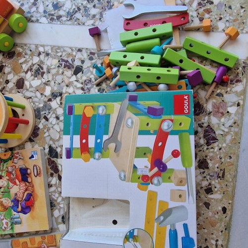 Wooden baby toys and puzzles used, pack