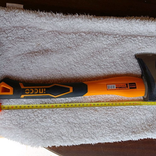 Wood axe used with plastic handle