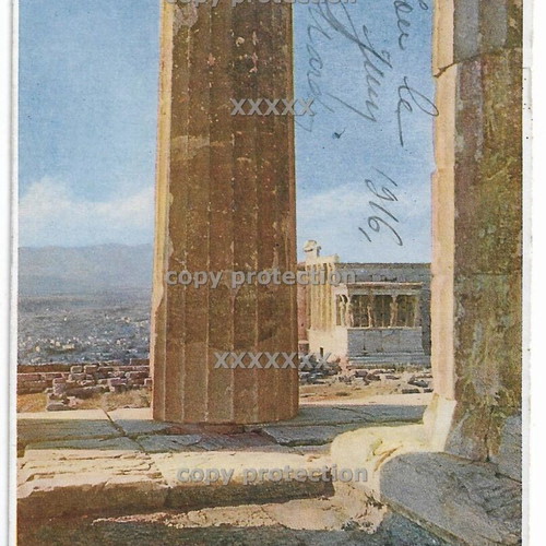 Athens Acropolis Erechtheion vintage postcard used, circa 1916