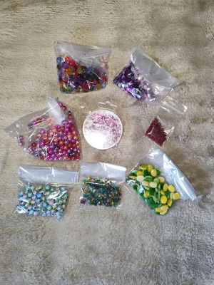 Set with variety of beads, sequins and decorations for crafts like new