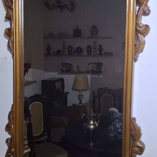 Wooden Louis XV Neobaroque Entry Console with Mirror used