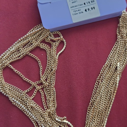 Claire's statement multi-strand gold necklace with rhinestones