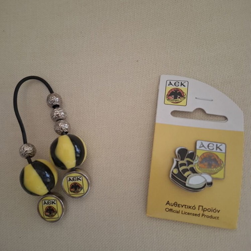 AEK basketball pin and komboloi new, official