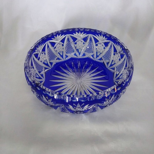 Nachtmann Rom Bleikristall blue bowl, new, Germany 50s
