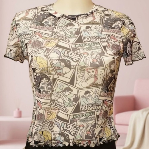 Bershka Disney Princess mesh top like new, multicolor size M