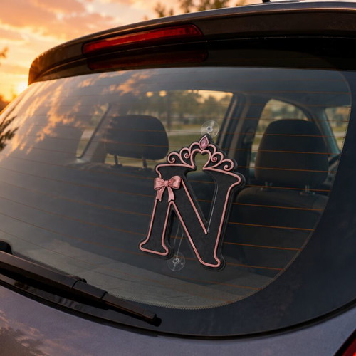 N Princess New Driver Sign for Car Windshield ASA Carbon Fiber