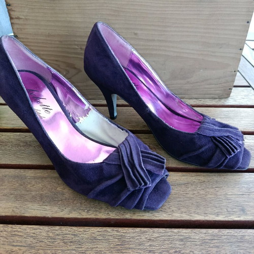 Vintage purple peep-toe heels used, size 39, Kokette