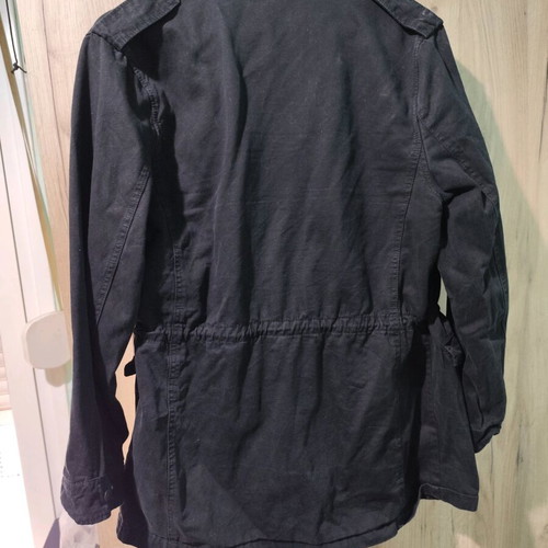 Jean jacket black Large used with pockets and zipper
