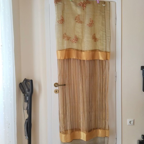 Curtain set 1.40x2.20 meters with decorative details, satin quality