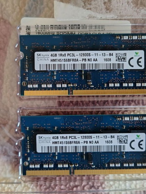SK hynix RAM set 2x4GB DDR3 PC3L-12800S for laptop like new