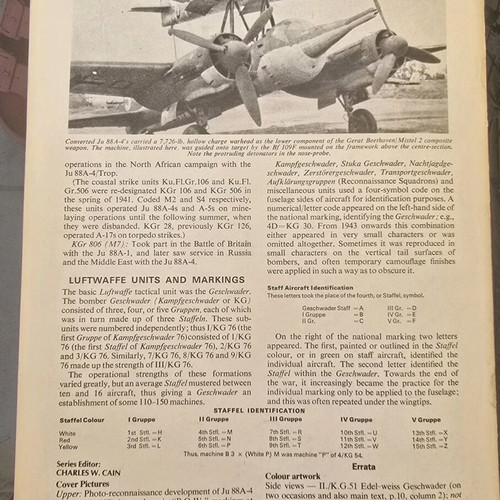 JU-88 Profile Aircraft book like new, English