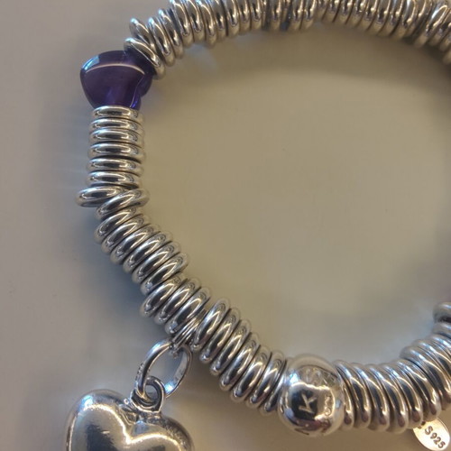 Links of London Sterling Silver Sweetie Bracelet with Amethyst Hearts