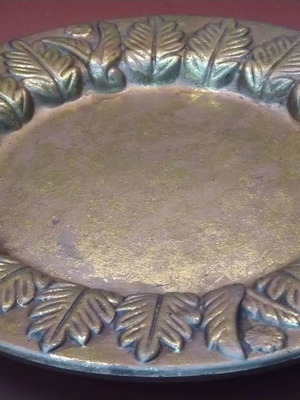 Christmas candle holder clay painted gold