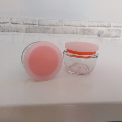 Glass jars set of 2, 50 gr, new, oval with plastic lid