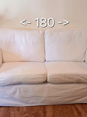 Καναπές 2θέσιος σαν καινούργιος, 180 cm, ολόλευκο καραβόπανο