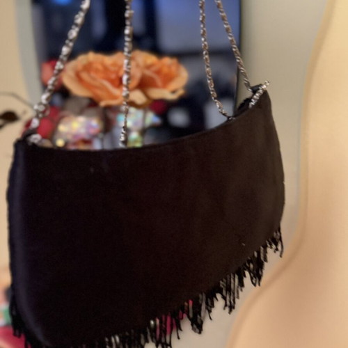 Black Shoulder Bag with Fringes