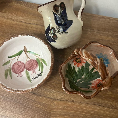 Set of 3 handmade vintage ceramics like new, handpainted
