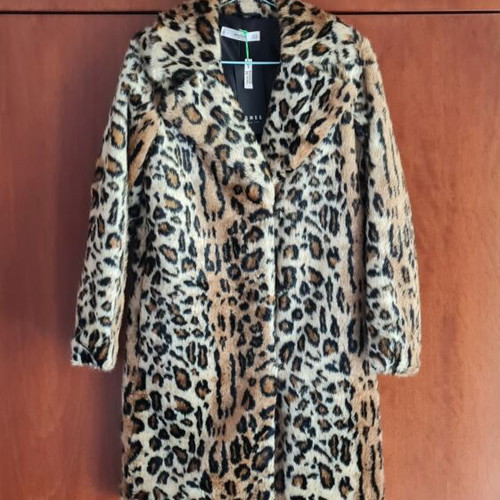 Mango faux fur coat, small, beige and brown