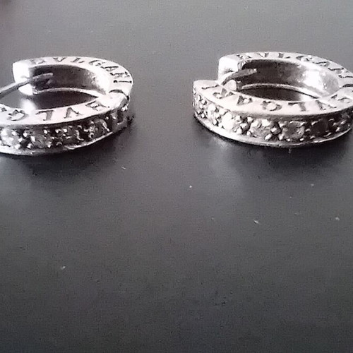 BVLGARI hoop earrings with diamonds, gray