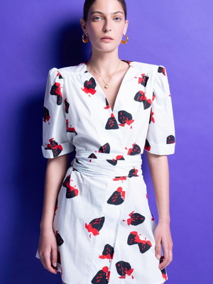 Mamoush cotton wrap dress new, black and white, sizes S/M