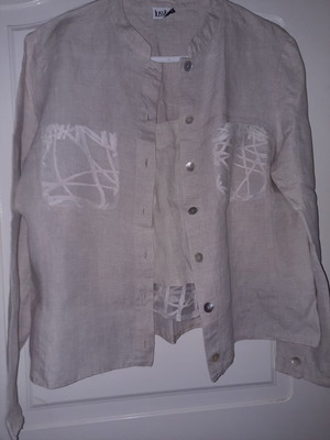 Linen jacket and top used Lussile beige with pockets and organza ruffles