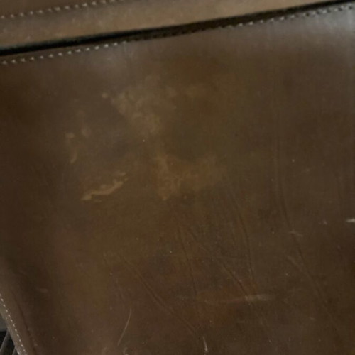 Gregory leather briefcase used, 00's vintage, brown and gold