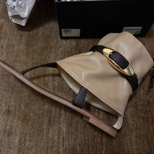 Giuseppe Zanotti beige leather sandals with high ankle collar and decorative buckle, new, size 36