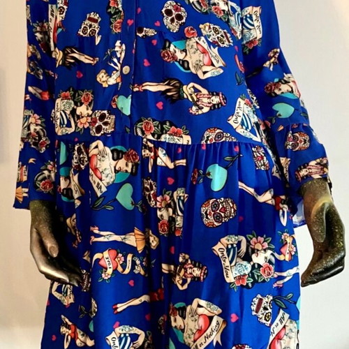Rockabilly Print Dress One Size like new, multicolor