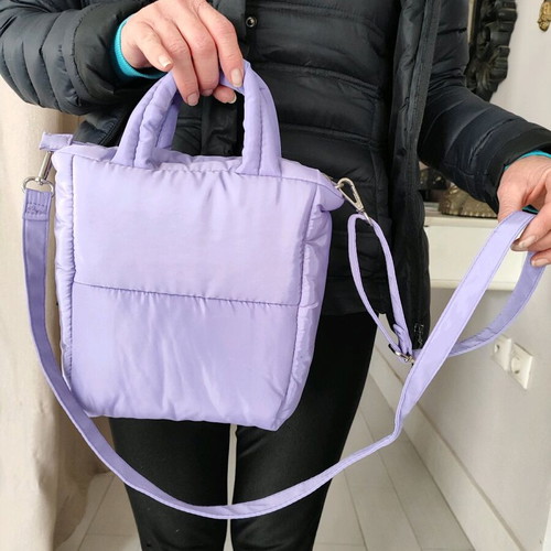 Stradivarius shoulder bag like new, purple, puffer jacket fabric