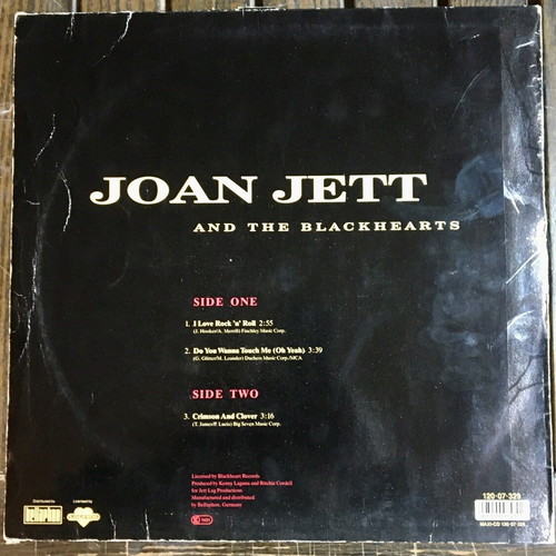 Joan Jett And The Blackhearts I Love Rock'n Roll vinyl used, 12", 45 RPM, maxi-single