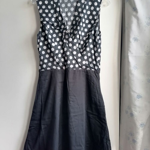 Promod polka dot dress M like new, cotton, black and white