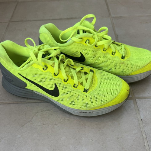 Nike Lunarglide athletic shoes, size 38, yellow