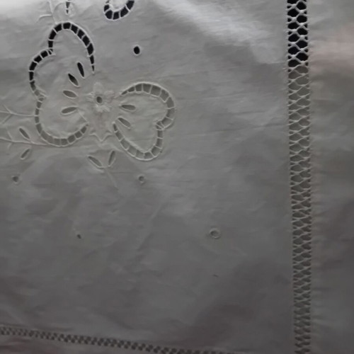 Handmade double cotton cutwork sheet with pillowcases